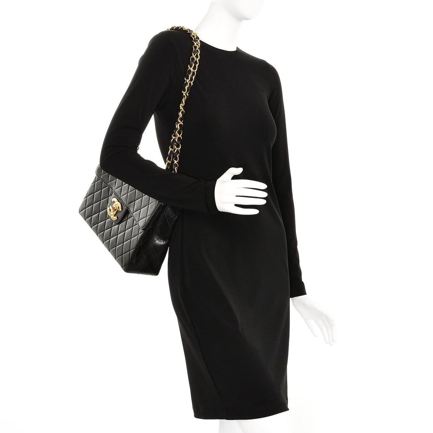 Lambskin Quilted Jumbo Single Flap Black