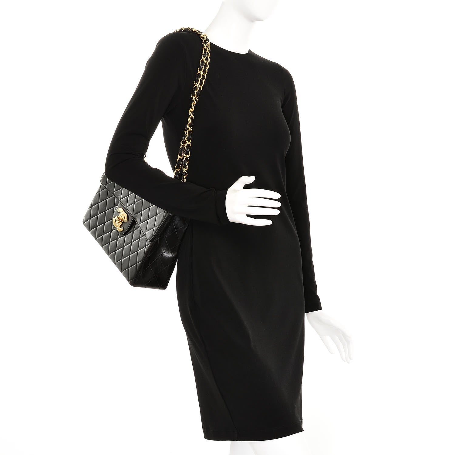 Chanel Lambskin Quilted Jumbo Single Flap Black 2 of 7