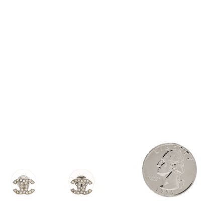 Chanel Crystal Mini CC Earrings Silver 2 of 3