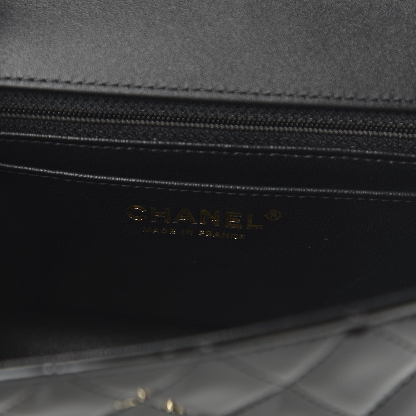 Patent Calfskin Quilted Mini Rectangular Flap Black