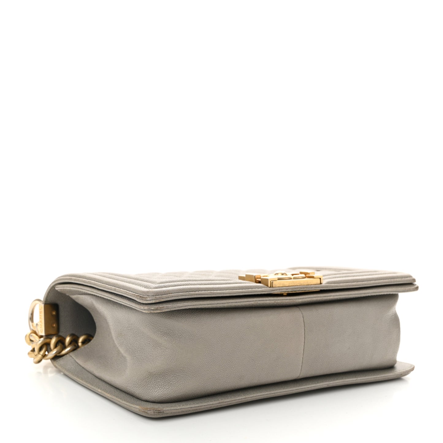 Caviar Quilted Medium Boy Flap Grey