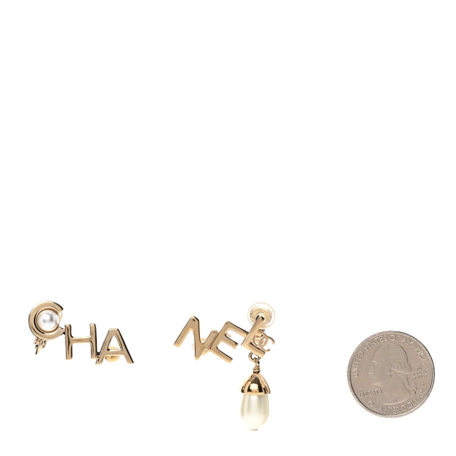 Chanel Pearl Cha Nel Drop Earrings White Gold 2 of 5