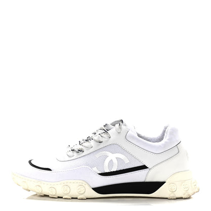Chanel Calfskin Mesh Lycra Womens Logo Sneakers 39 White 1 of 16