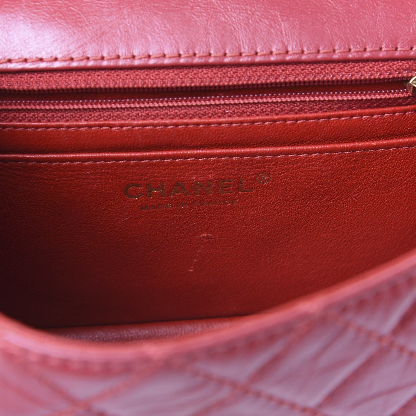 Aged Calfskin Quilted 2.55 Reissue Mini Flap Red
