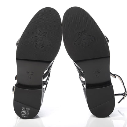 Gucci Calfskin Bee Embroidered Womens Queercore Brogue Wingtip Monk Strap Loafers 38 Black 6 of 9