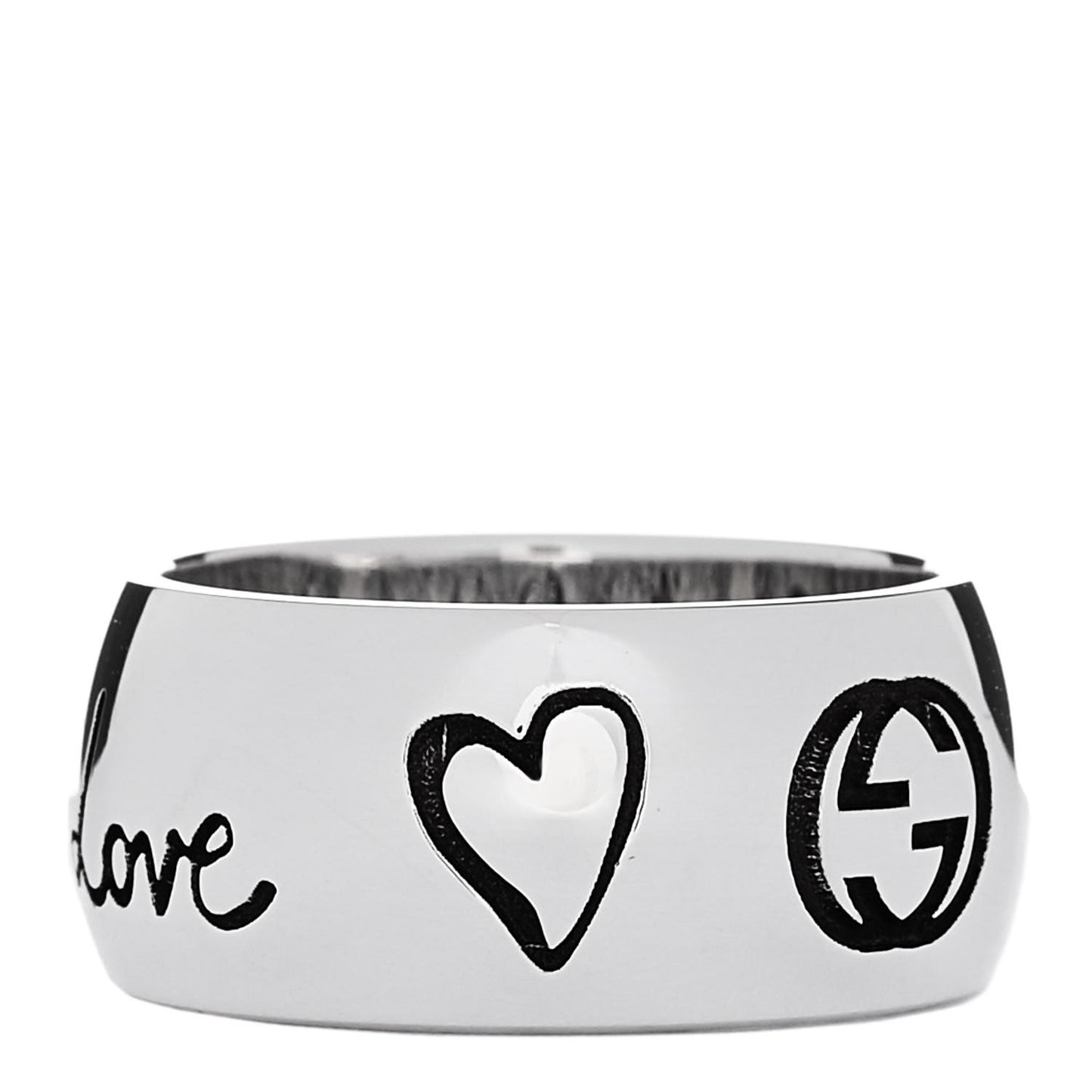 Sterling Silver Wide Blind for Love Band Ring 52 6