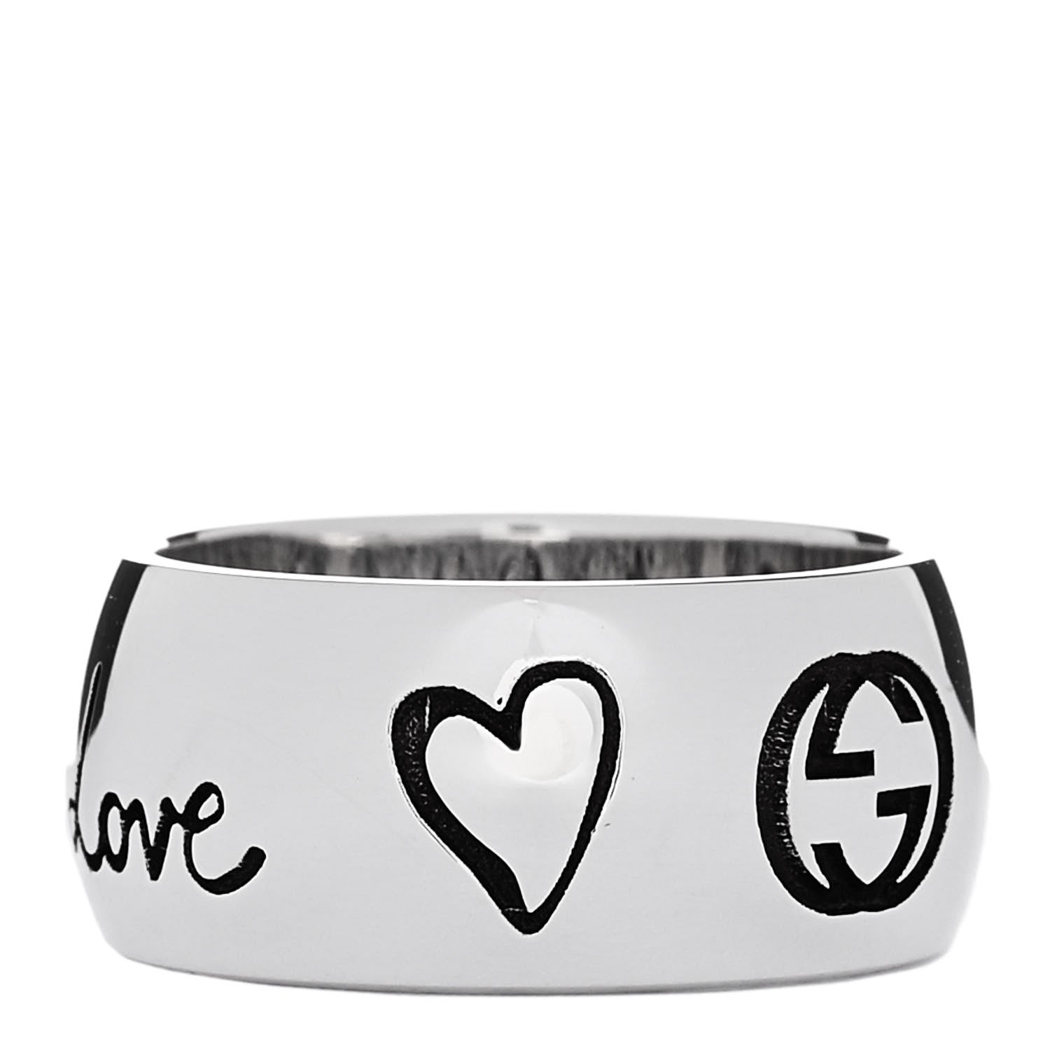 Gucci Sterling Silver Wide Blind for Love Band Ring 52 6 1 of 5