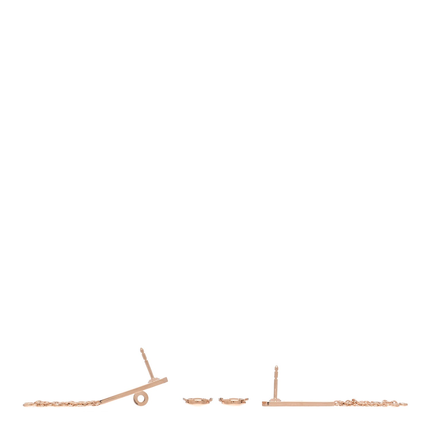 Hermes 18K Rose Gold Diamond Kelly Gavroche Pave Earrings 3 of 5