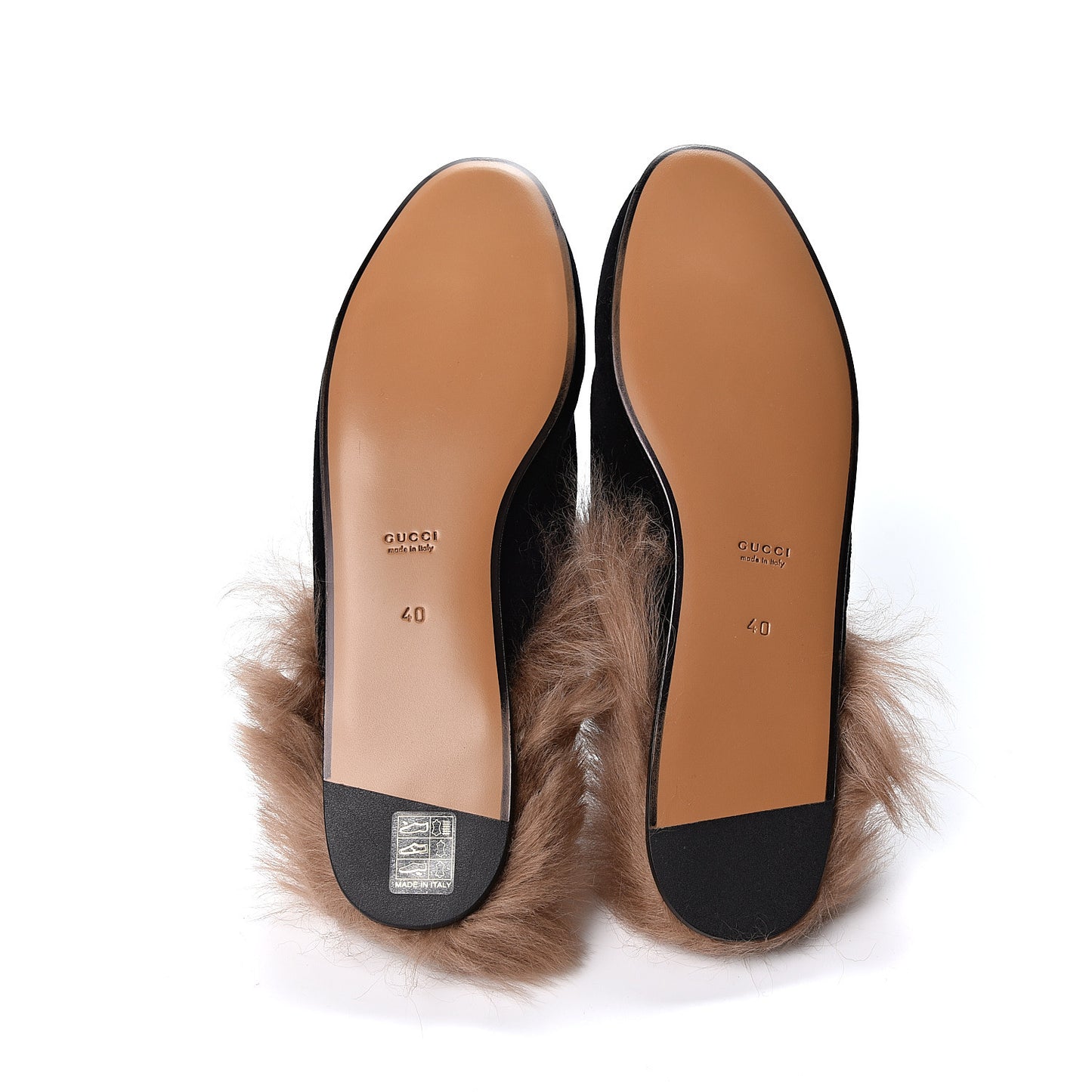 Velvet Fur Womens Princetown Slippers 40 Black