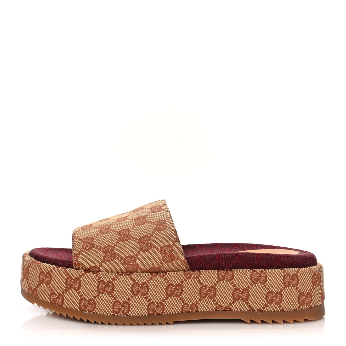 Canvas GG Monogram Angelina Platform Slide Sandals 40 Beige Ruggine