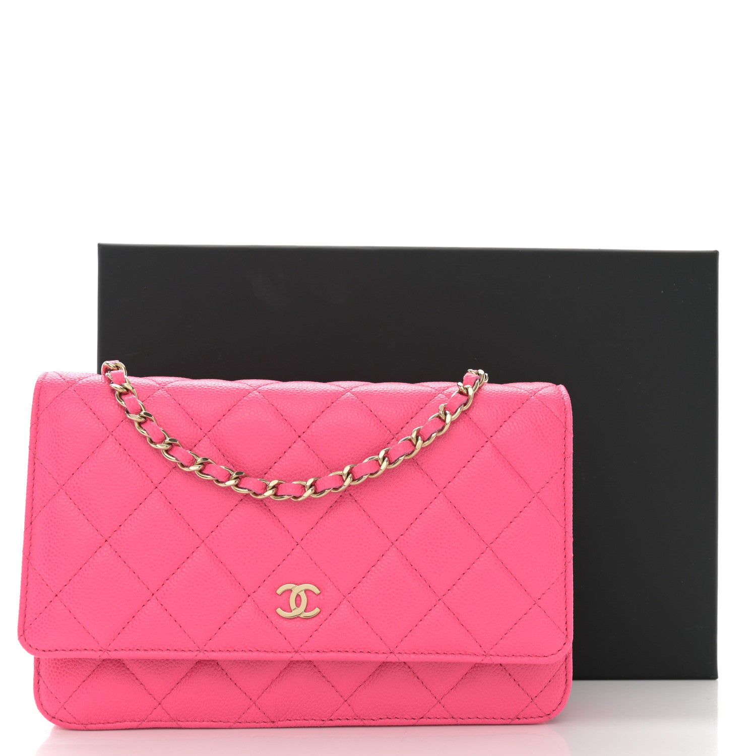 Chanel Caviar Quilted Wallet on Chain WOC Fuchsia 14 of 14