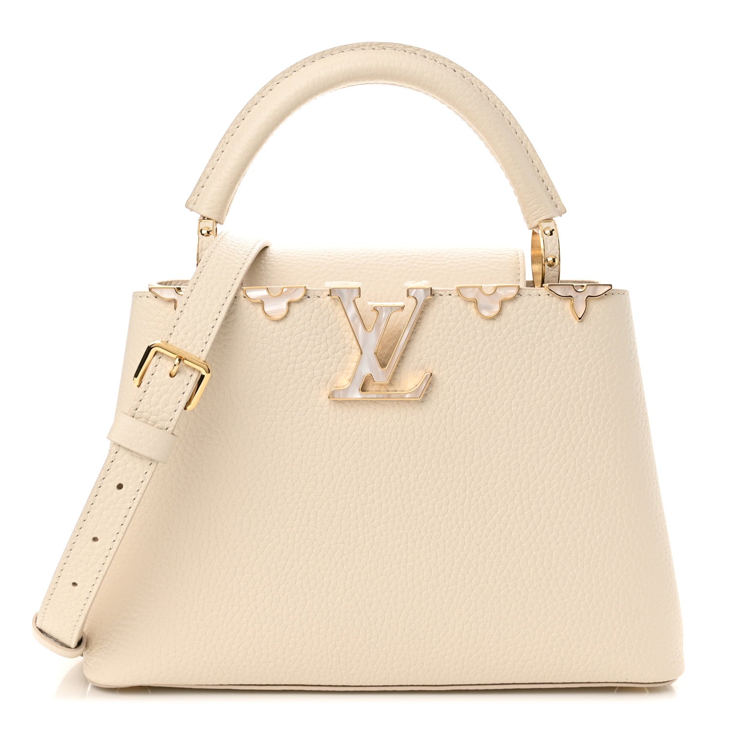 Louis Vuitton Taurillon Mother of Pearl Flowers Capucines BB Creme Nacre 1 of 11