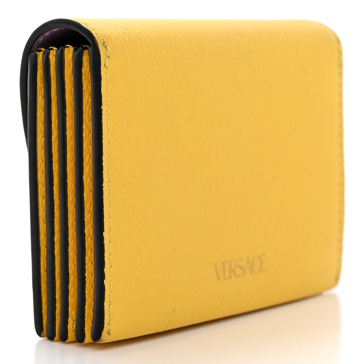 Versace Grained Calfskin Medusa Card Holder Yellow Purple 3 of 18