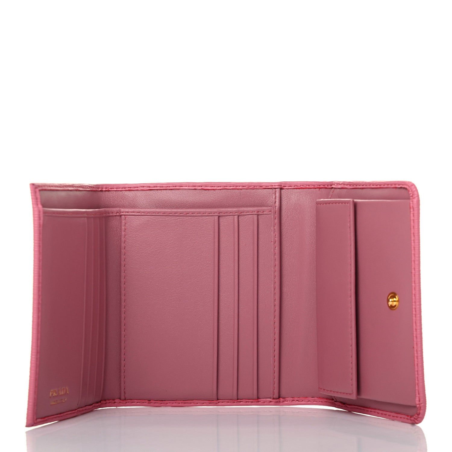 Prada Vitello Move Tri-Fold Compact Wallet Peonia 5 of 8