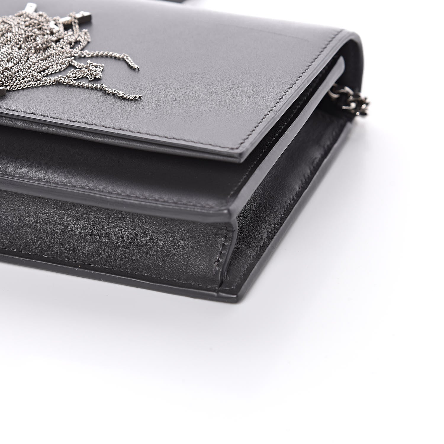 Saint Laurent Smooth Calfskin Classic Monogram Kate Tassel Chain Wallet Asphalt 8 of 10