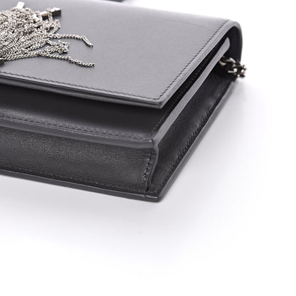 Saint Laurent Smooth Calfskin Classic Monogram Kate Tassel Chain Wallet Asphalt 8 of 10