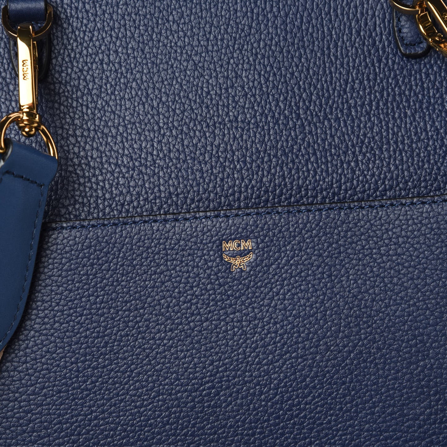 Pebbled Calfskin Medium Milla Backpack Navy Blue