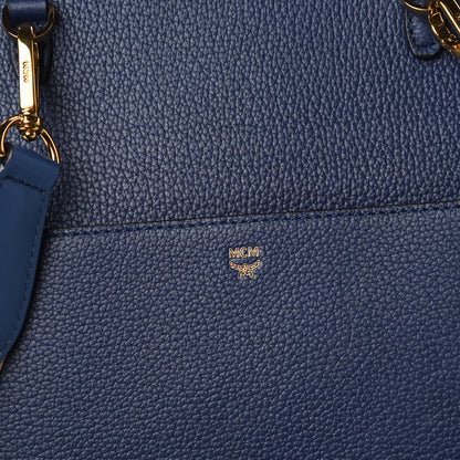 MCM Pebbled Calfskin Medium Milla Backpack Navy Blue 6 of 10