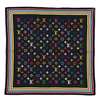 Louis Vuitton Cotton Monogram Multicolor Square Scarf Black 1 of 3