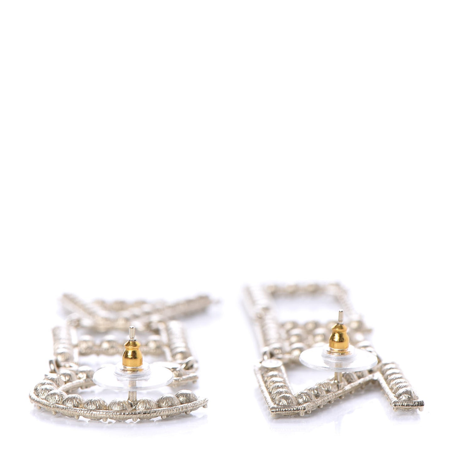Crystal Cha-Nel Logo Drop Earrings Gold