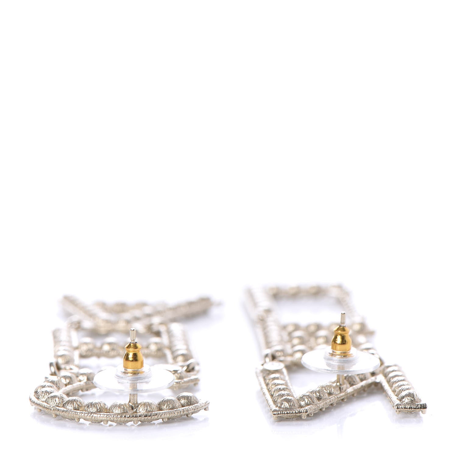Chanel Crystal Cha-Nel Logo Drop Earrings Gold 3 of 5