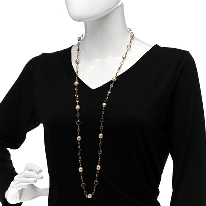Chanel Crystal Pearl Sautoir Long Necklace Gold 2 of 5