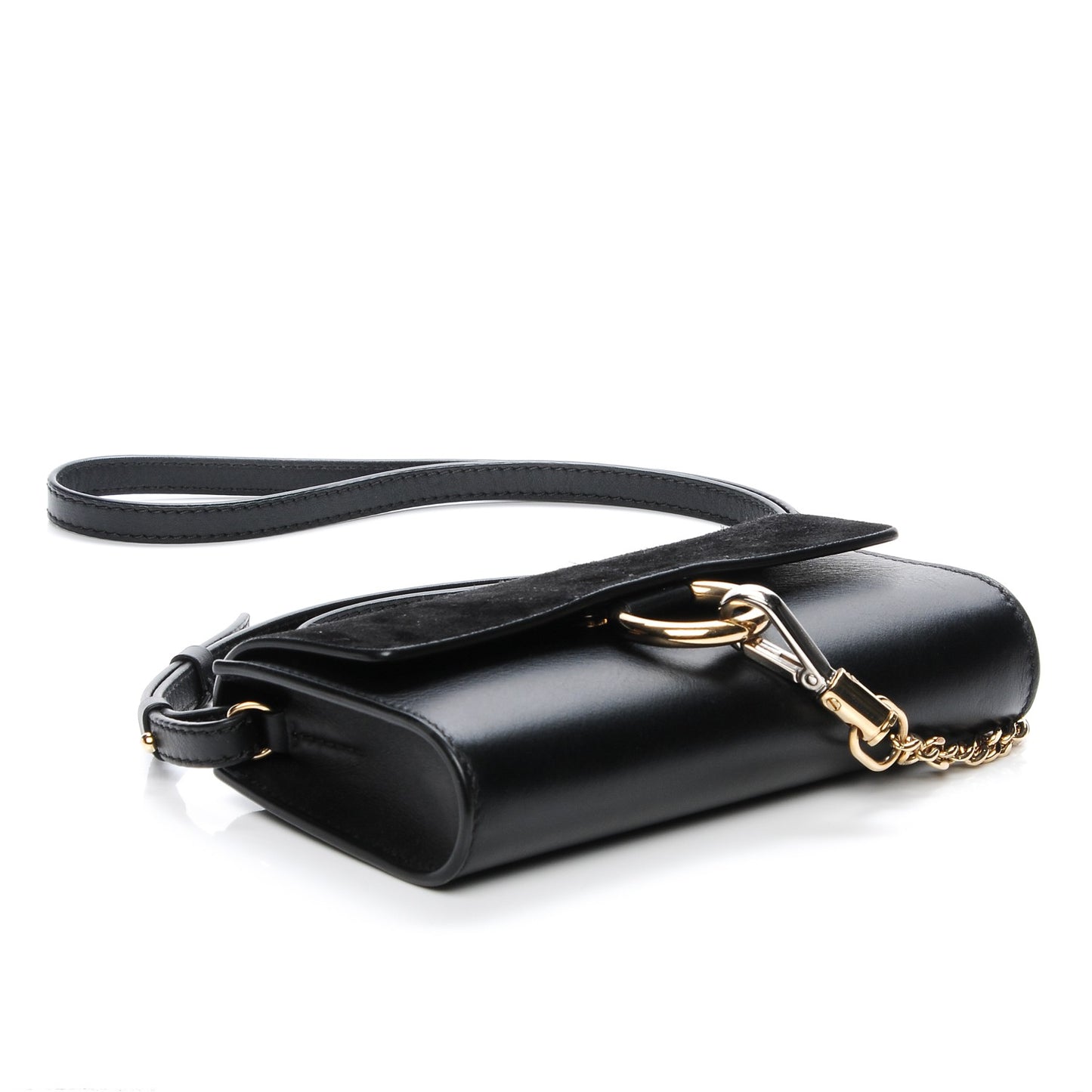 Suede Calfskin Mini Faye Shoulder Bag Black