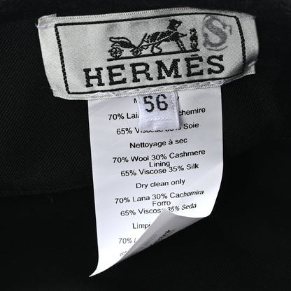 Hermes Wool Cashmere Saint Honore Drap Beret 56 Black 8 of 9