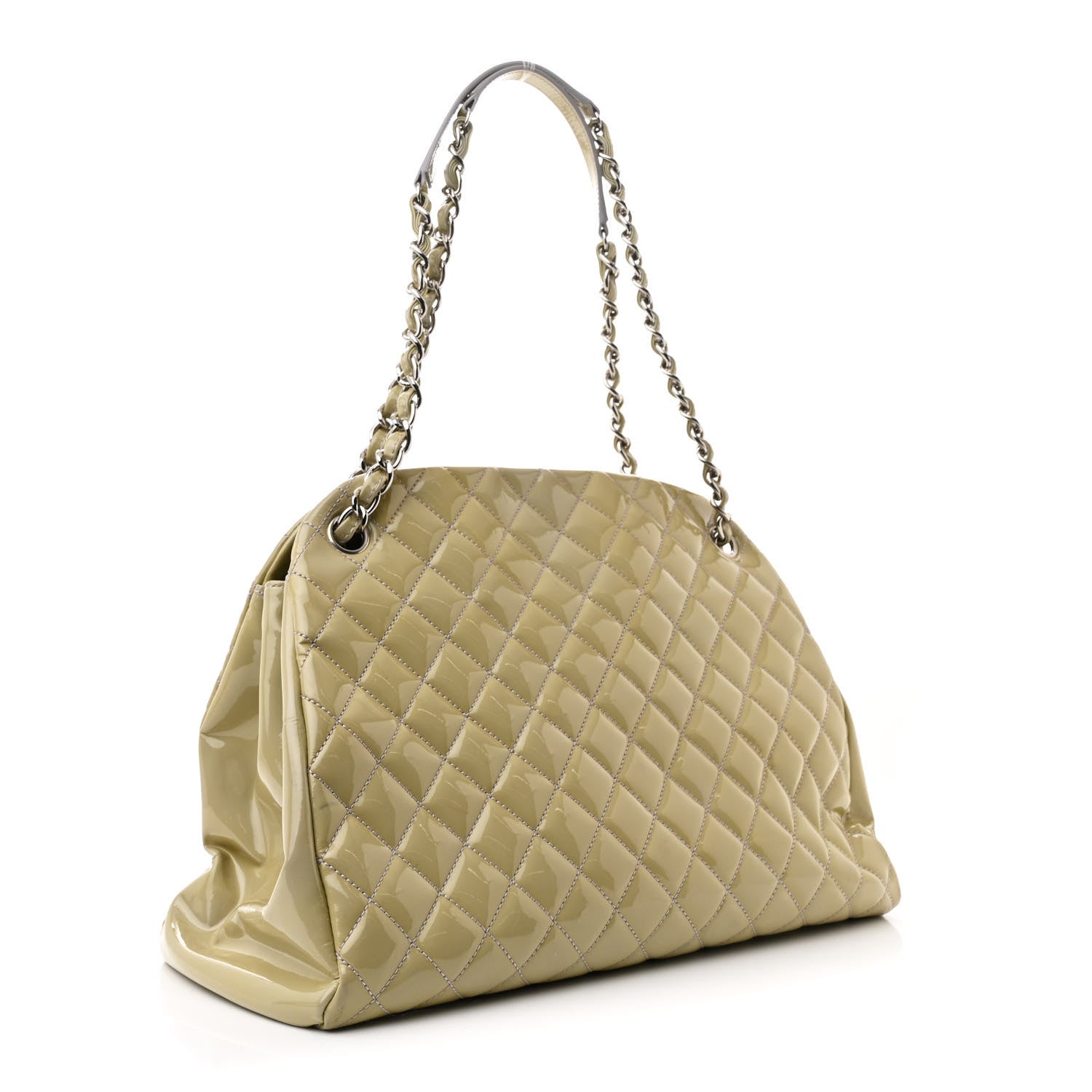 Chanel Patent Quilted Large Just Mademoiselle Bowling Bag Light Green 3 of 13