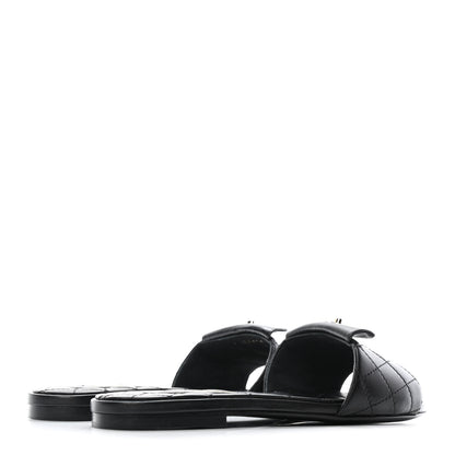 Chanel Lambskin Quilted CC Turnlock Sandals 38.5 Black 3 of 4