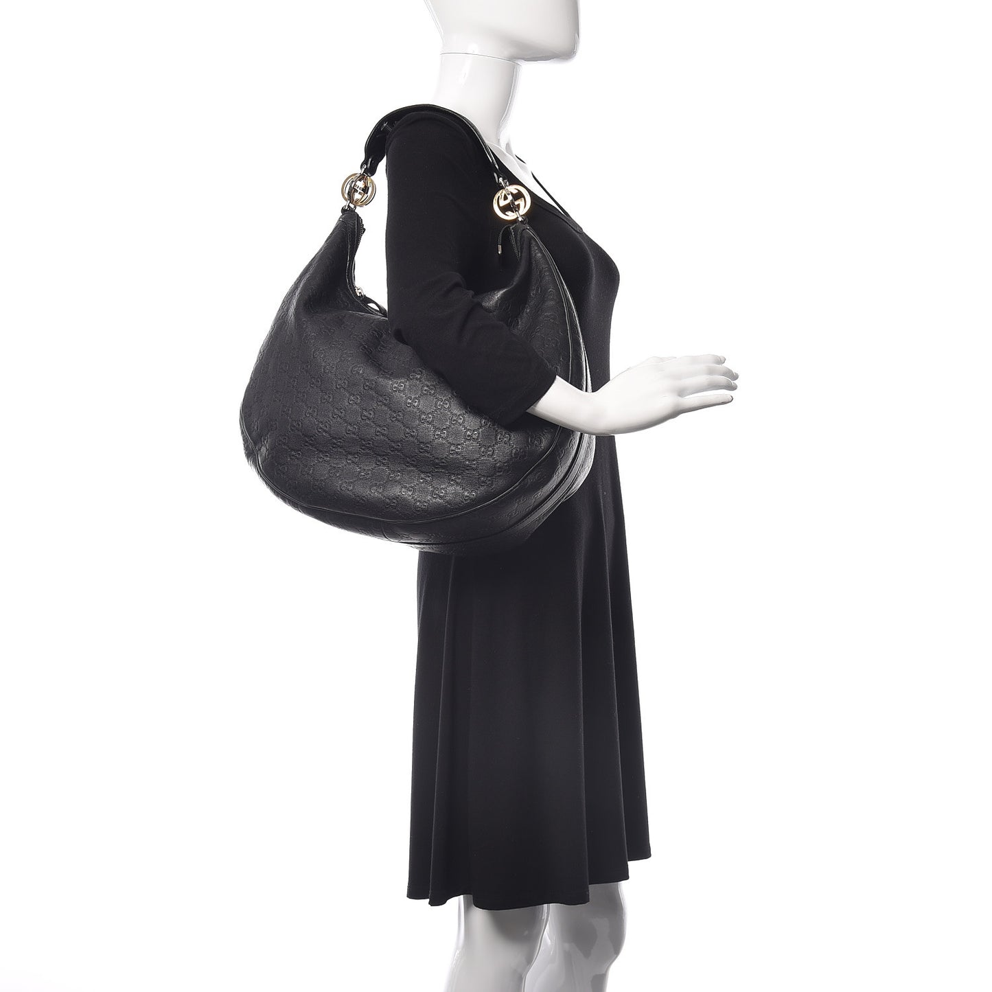 Guccissima Large GG Twins Hobo Black