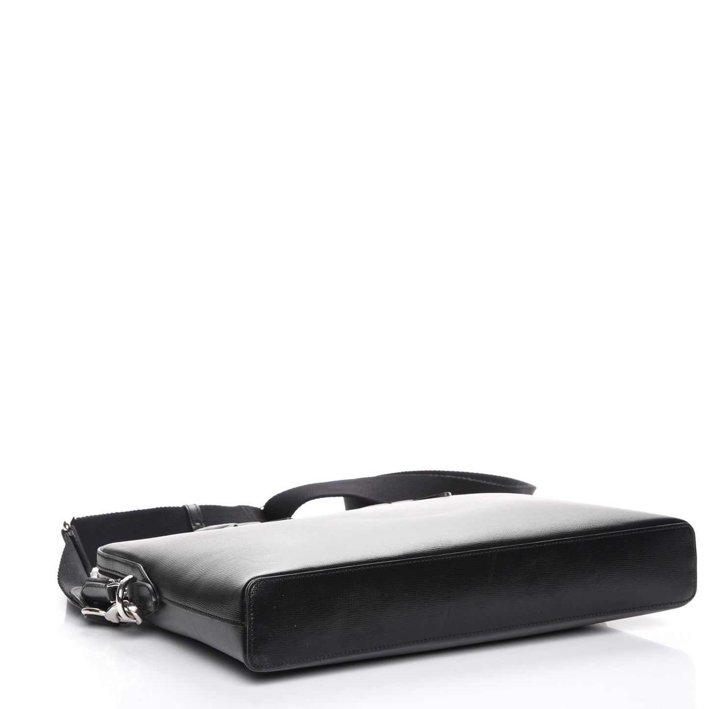 Textured Calfskin Barrow Briefcase Black