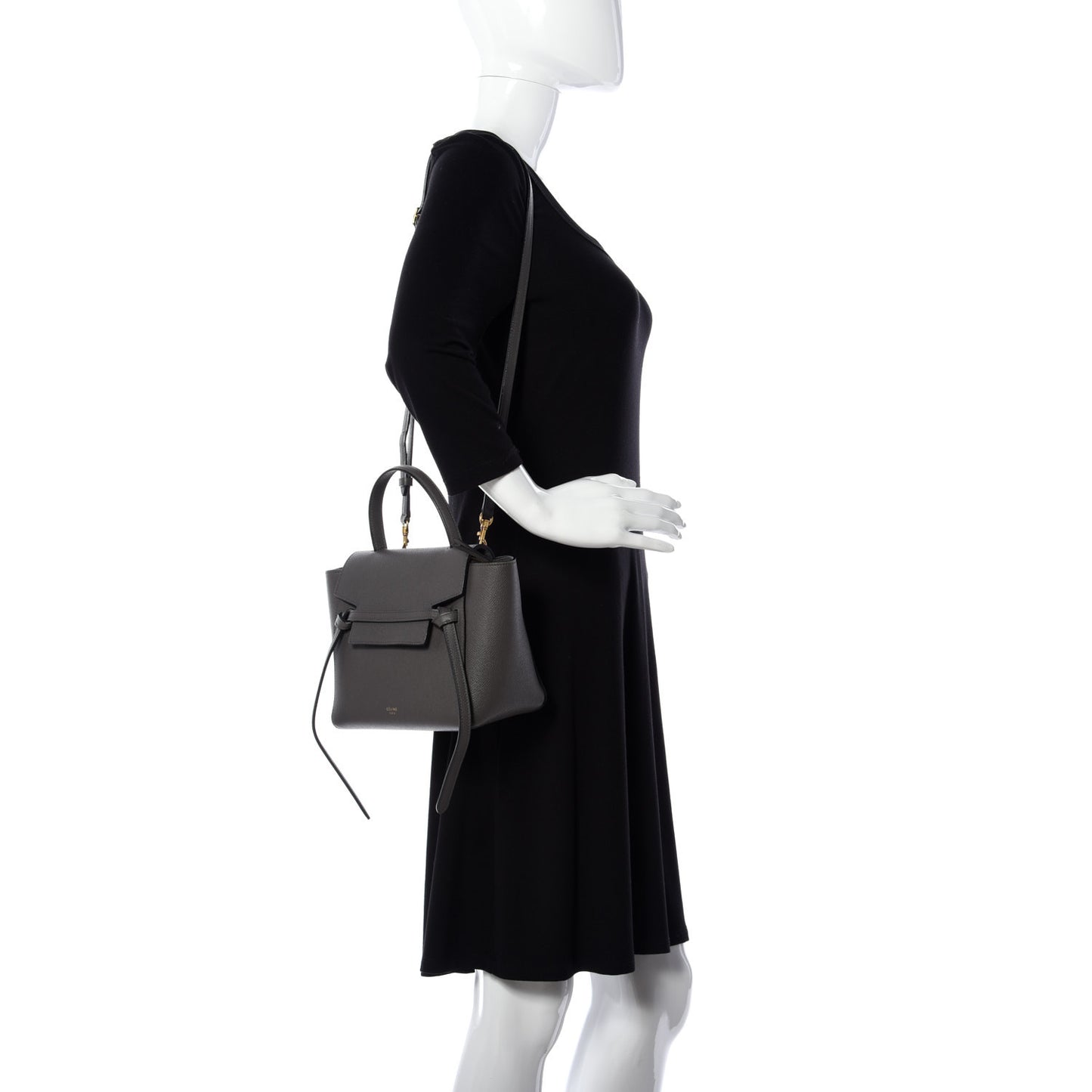 Grained Calfskin Micro Belt Bag Grey