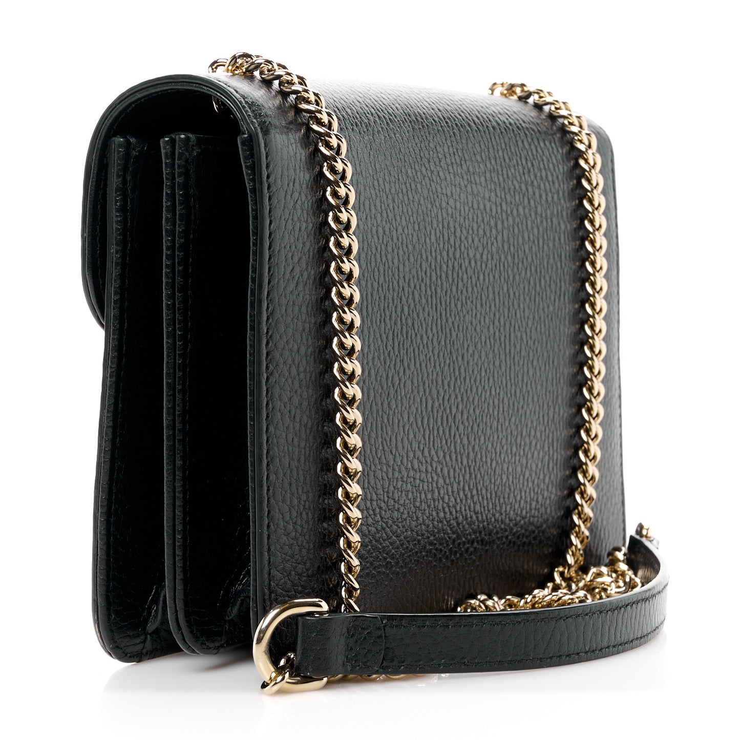 Dollar Calfskin Small Interlocking G Shoulder Bag Black
