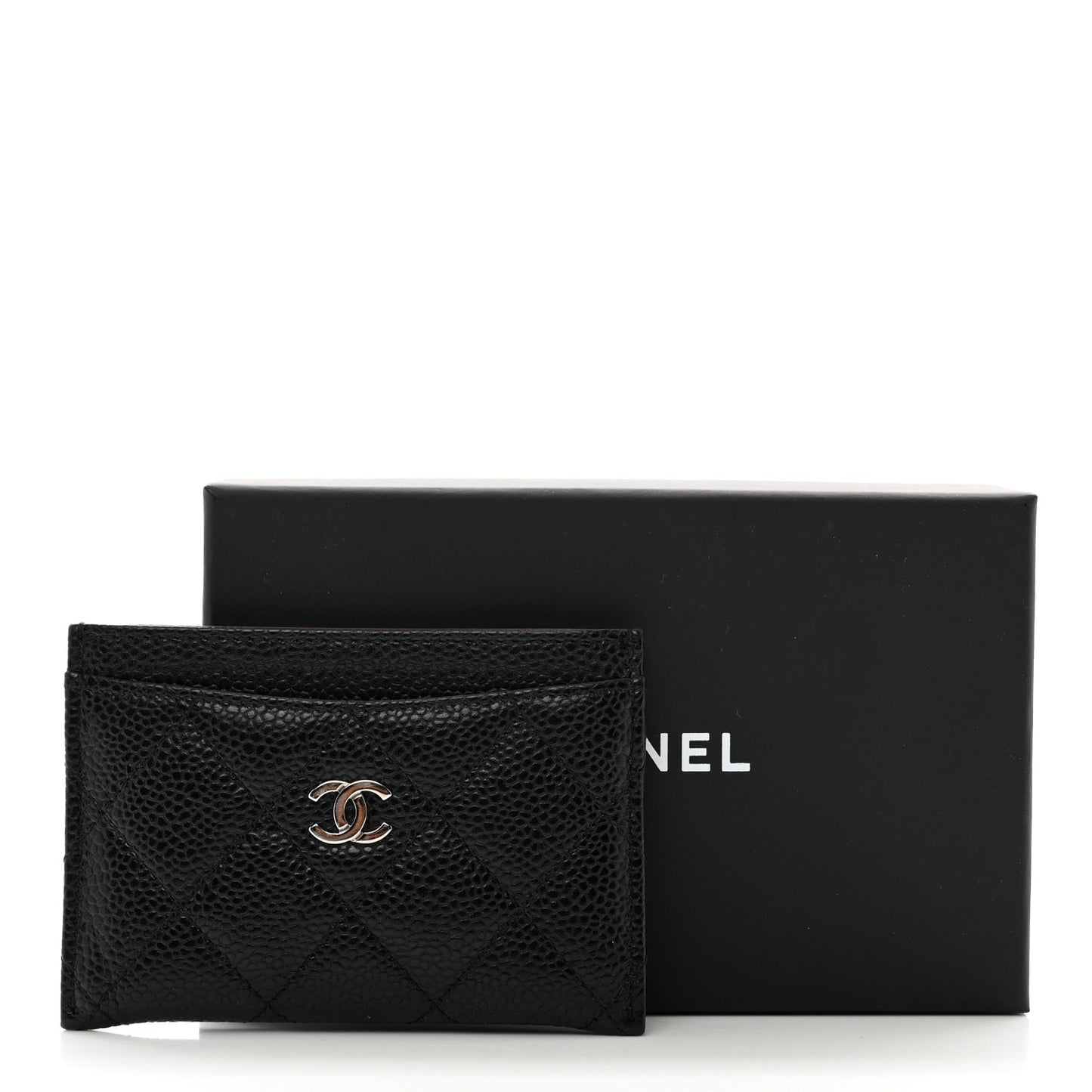 Caviar Quilted Card Holder Black