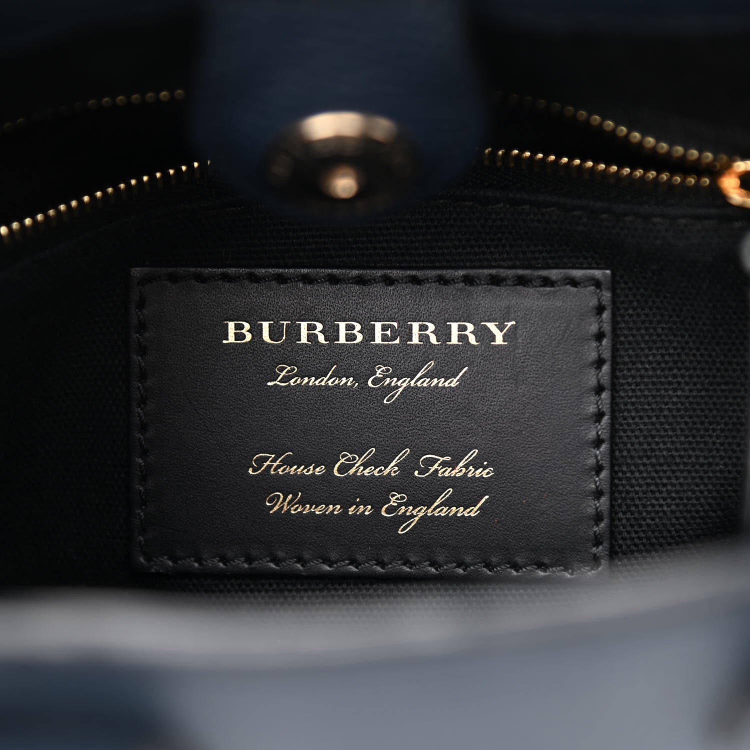 Burberry Grainy Calfskin House Check Baby Banner Tote Ink Blue 5 of 9