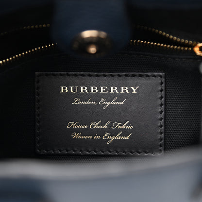 Burberry Grainy Calfskin House Check Baby Banner Tote Ink Blue 5 of 9