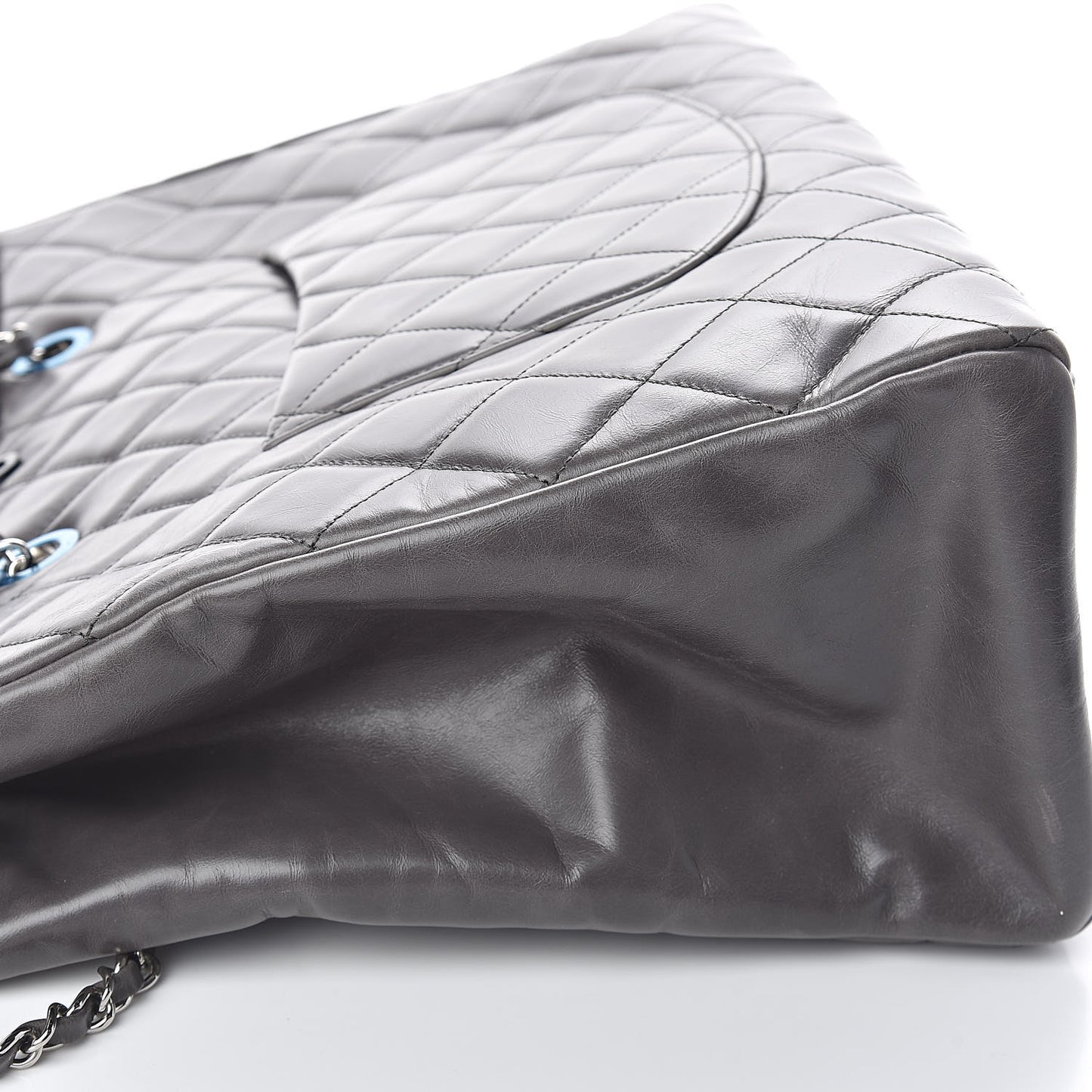 Glazed Calfskin Quilted Large CC Delivery Tote Grey