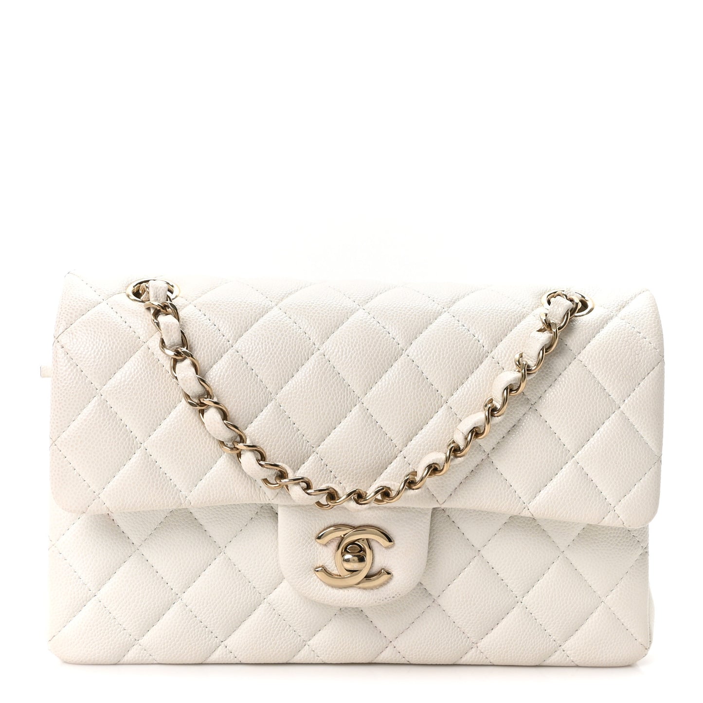 Caviar Quilted Small Double Flap White