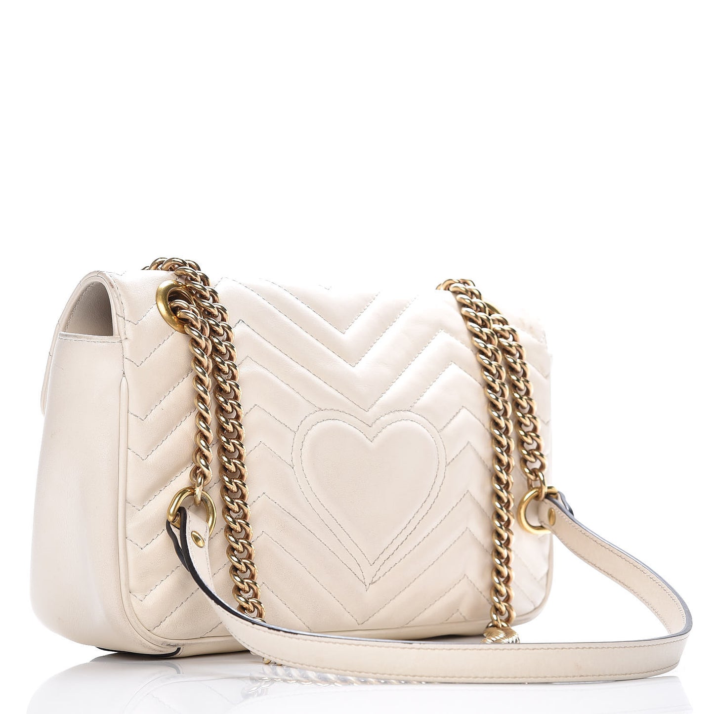 Calfskin Matelasse Small GG Marmont Shoulder Bag White