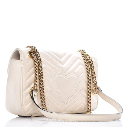 Gucci Calfskin Matelasse Small GG Marmont Shoulder Bag White 3 of 16