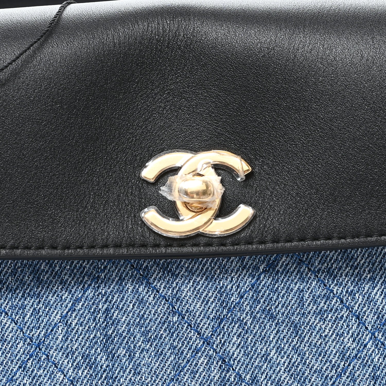 Chanel Calfskin Denim Stitched Urban Essentials Small Shopping Bag Blue Black 10 of 10