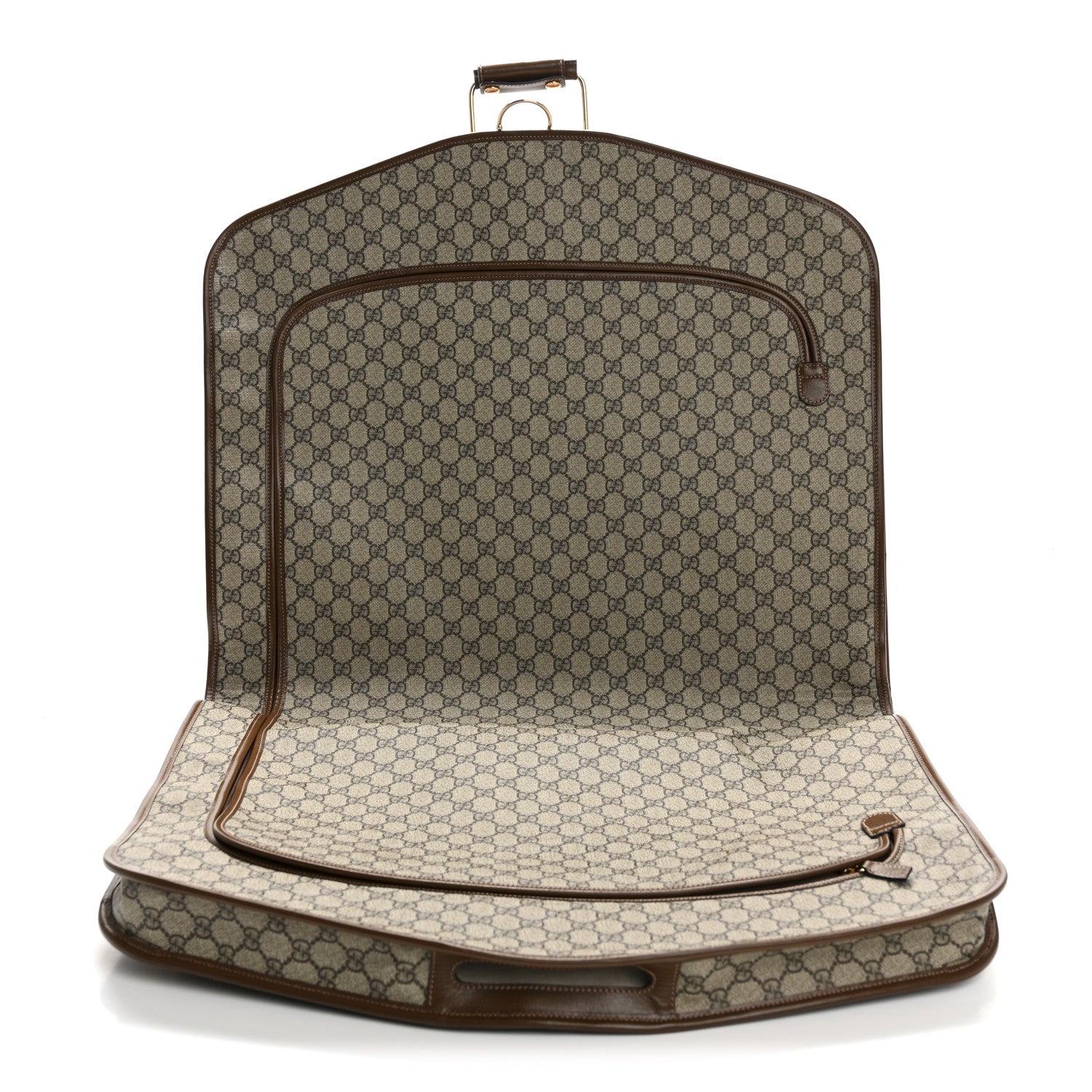 Gucci GG Supreme Monogram Azalea Calfskin Retro Interlocking G Hanger Garment Bag Beige Ebony Brown Sugar 4 of 9