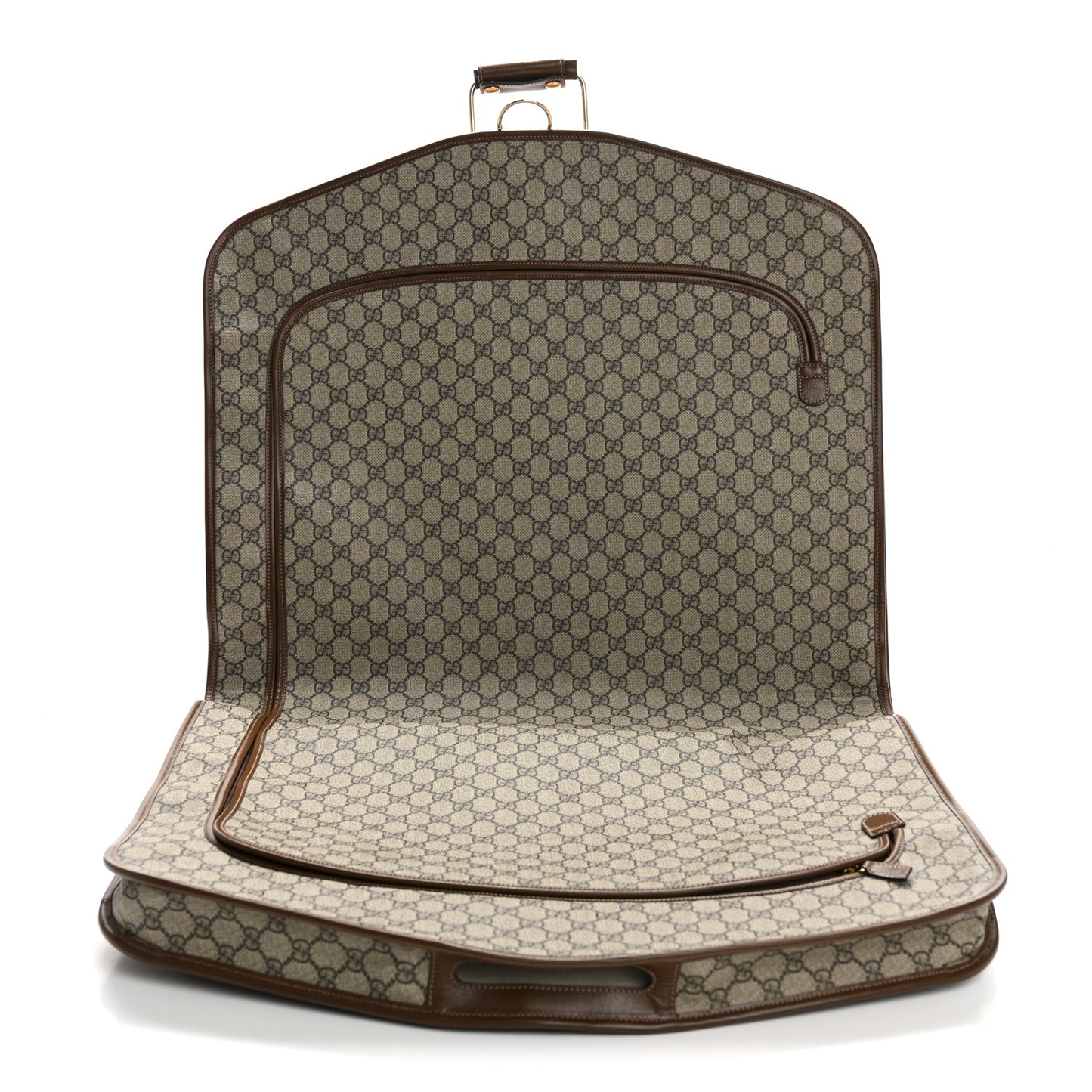 GG Supreme Monogram Azalea Calfskin Retro Interlocking G Hanger Garment Bag Beige Ebony Brown Sugar