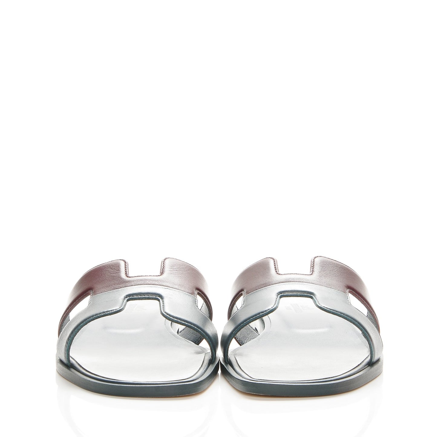 Box Calfskin Oran Sandals 38 Bleu Ardoise Bordeaux