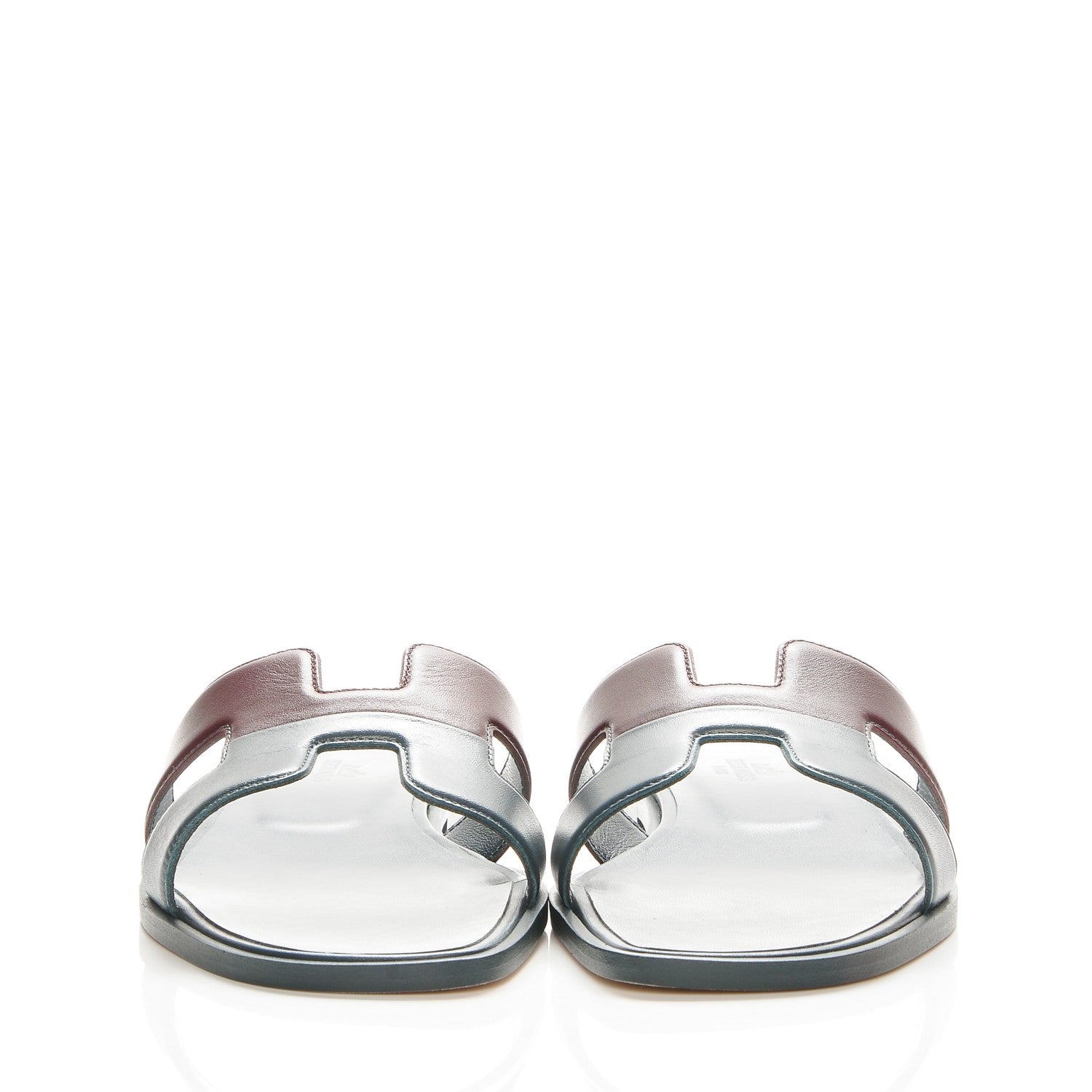 Hermes Box Calfskin Oran Sandals 38 Bleu Ardoise Bordeaux 2 of 8