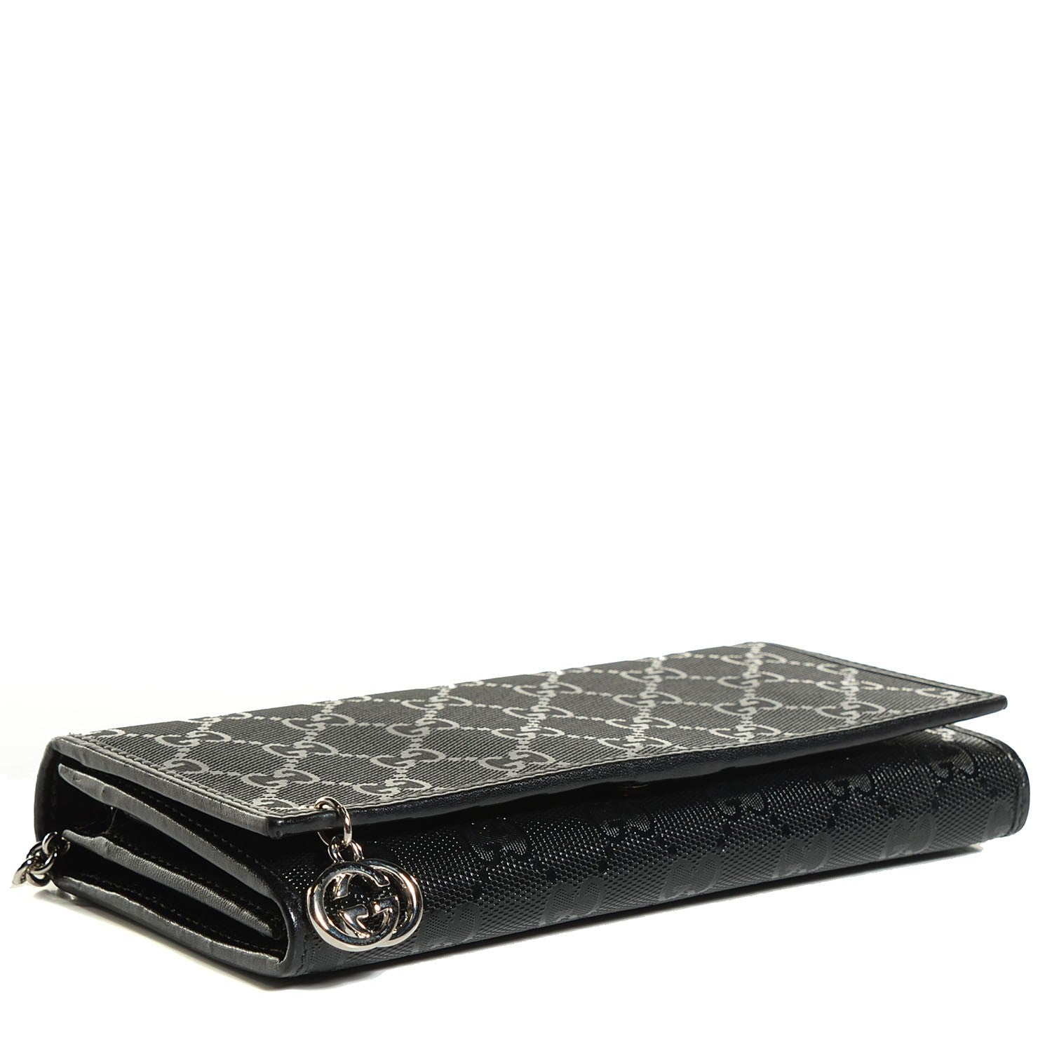 Gucci Imprime Monogram GG Pierce Chain Clutch Wallet Black 4 of 8