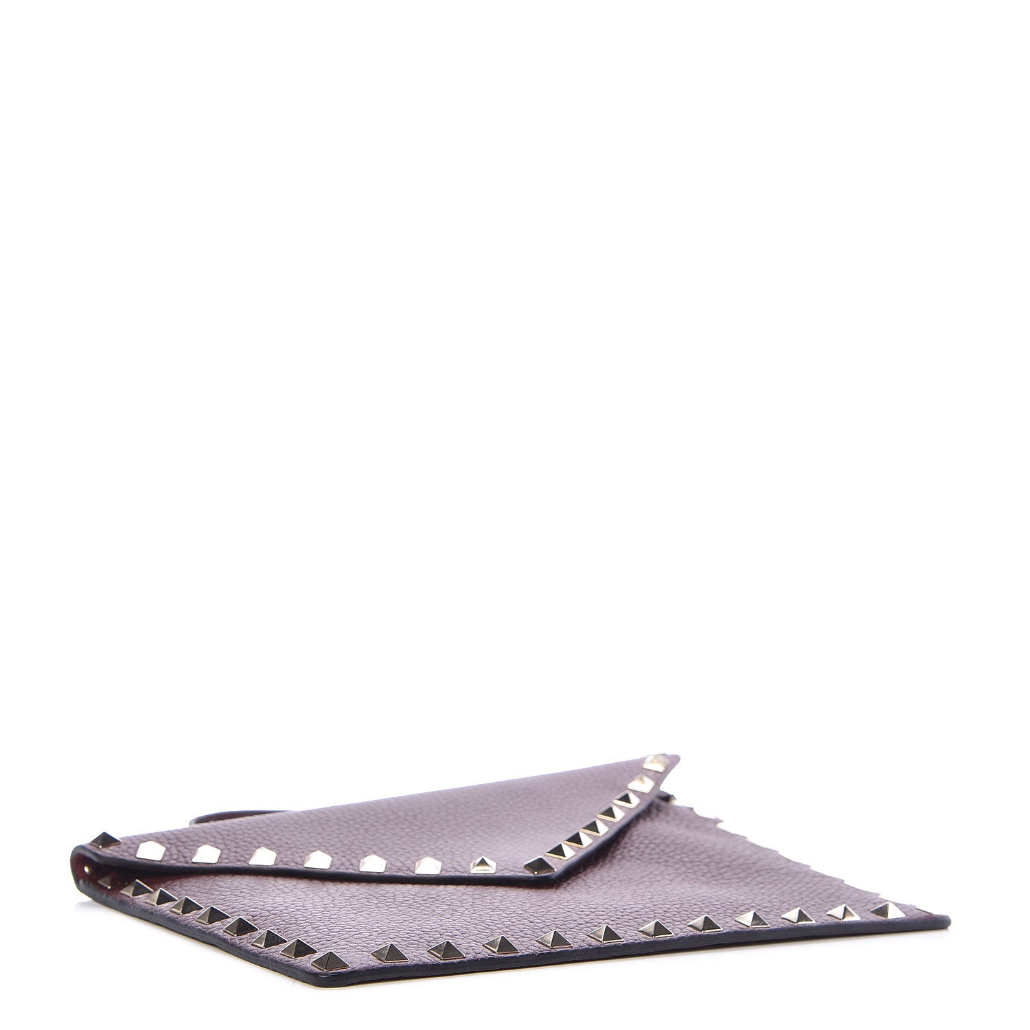 Valentino Garavani Pebbled Calfskin Medium Rockstud Envelope Flat Wristlet Pouch Rubin 4 of 9