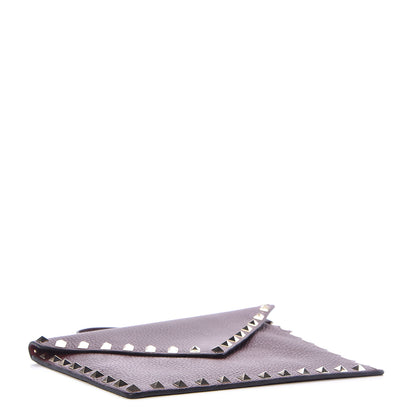 Valentino Garavani Pebbled Calfskin Medium Rockstud Envelope Flat Wristlet Pouch Rubin 4 of 9