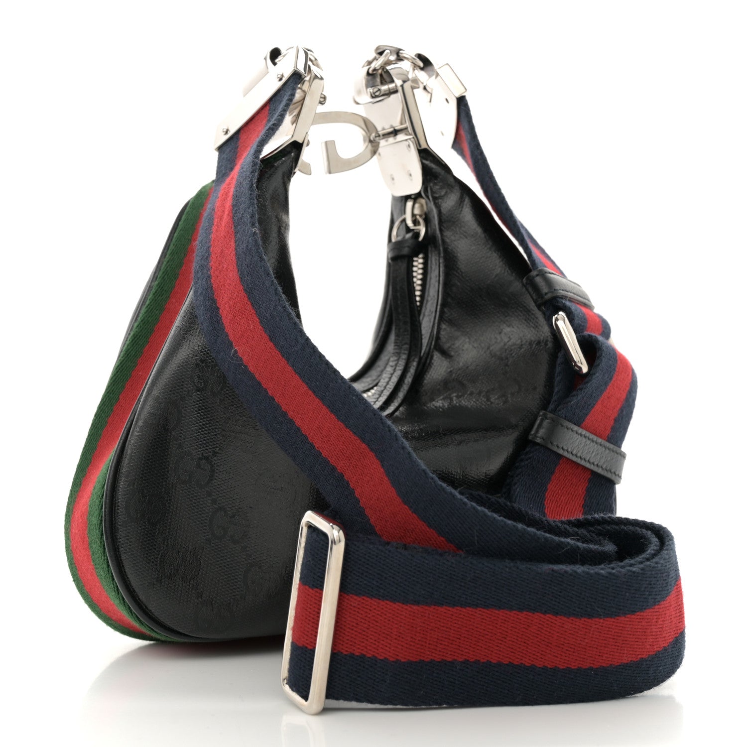Gucci GG Crystal Coated Canvas Monogram Web Small Attache Shoulder Bag Black 3 of 10